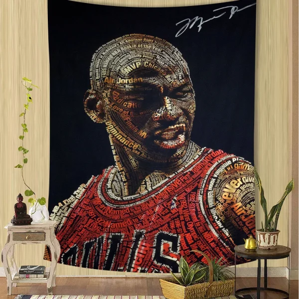 Famous Basketball Player Basketball Celebrities  Anime Tapestry Hippie Flower Wall Carpets Dorm Decor Cheap Hippie Wall Hanging 4