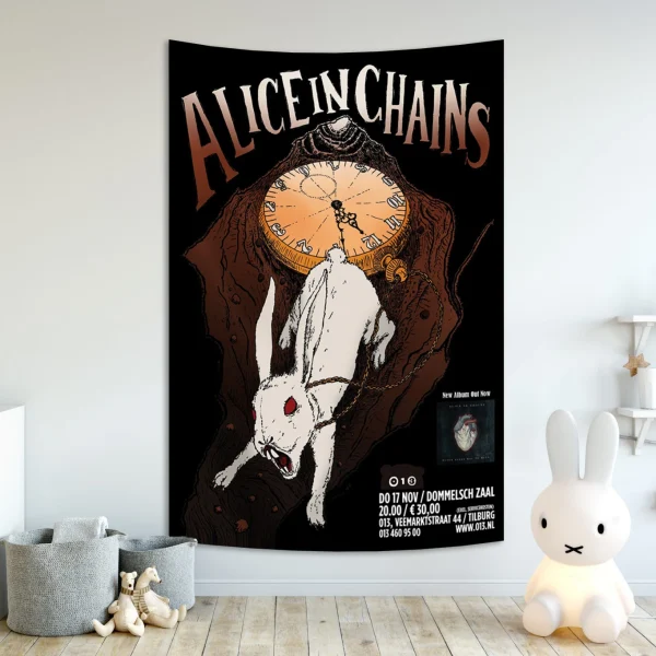 90×150cm Alice In Chains Poster Classic Band Tapestry Painting Wall Art Bar Cafe Bedroom Home Decor 6