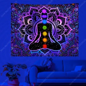 VIKAMA Chakra Meditation Tapestry Mandala Yoga Room Decoration Background Living Room Bedroom Meditation Zen Space 1