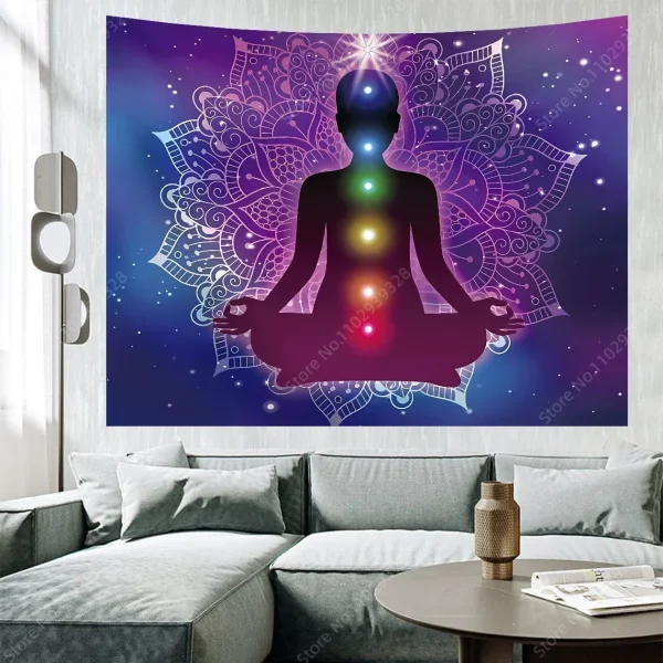 VIKAMA Chakra Meditation Tapestry Mandala Yoga Room Decoration Background Living Room Bedroom Meditation Zen Space 3