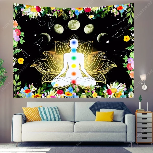 VIKAMA Chakra Meditation Tapestry Mandala Yoga Room Decoration Background Living Room Bedroom Meditation Zen Space 4