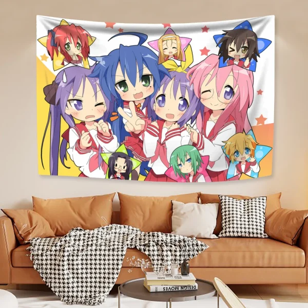 Kawaii Anime Tapestries Lucky Star Izumi Konata Japanese Home Decor Wall Hanging Carpets Bedroom Background Friend Gift 1