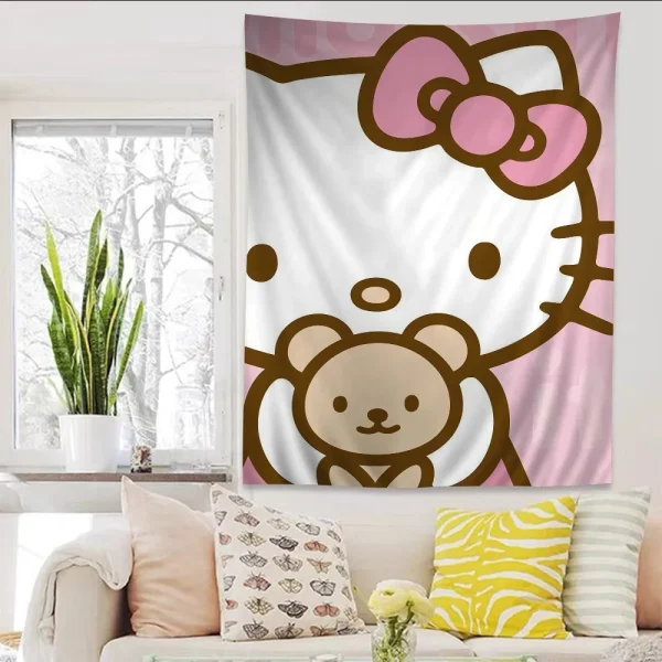Sweet Hello Kitty Classic Wall Tapestry - Eternal Lovely Decor”,Living room and bedroom background cloth, no lights 4