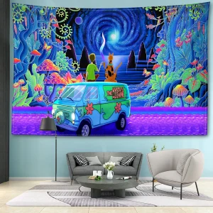 Cartoon Mushroom Forest Tapestry Wall Hanging Mysterious Simple Abstract Art Landscape Bohemian Bedroom Living Room Home Decor 1