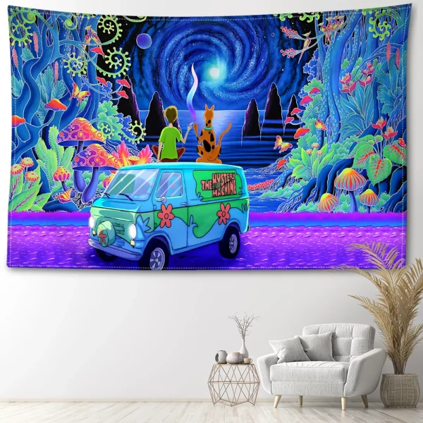Cartoon Mushroom Forest Tapestry Wall Hanging Mysterious Simple Abstract Art Landscape Bohemian Bedroom Living Room Home Decor 2