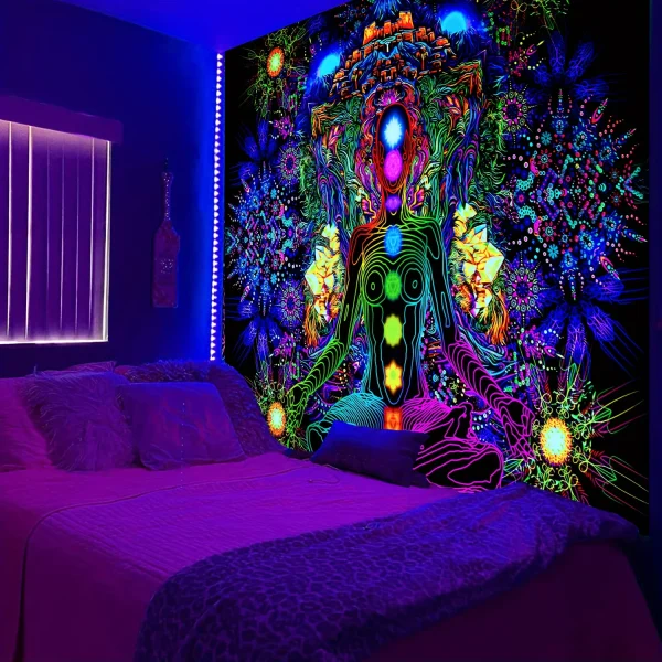 VIKAMA Chakra Energy Field Tapestry Meditation Room Yoga Room Healing Decoration Starry Halo Mystic Art Backdrops 1