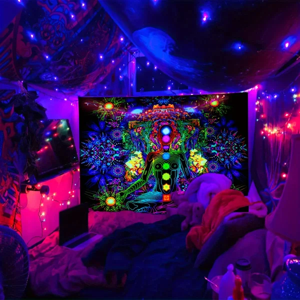 VIKAMA Chakra Energy Field Tapestry Meditation Room Yoga Room Healing Decoration Starry Halo Mystic Art Backdrops 2