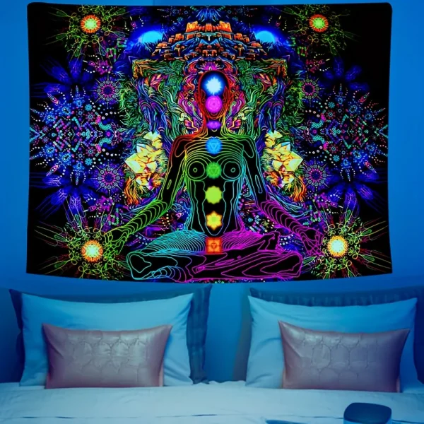 VIKAMA Chakra Energy Field Tapestry Meditation Room Yoga Room Healing Decoration Starry Halo Mystic Art Backdrops 3