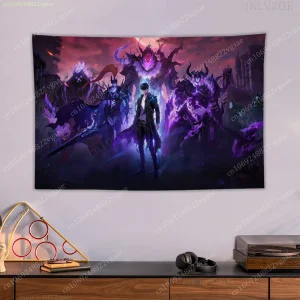 Japanese Anime Tapestry Korean Comics Solo Leveling Poster Wall Tapestries Bedroom Decoration Aesthetic Tapices Flag Wallpaper 1