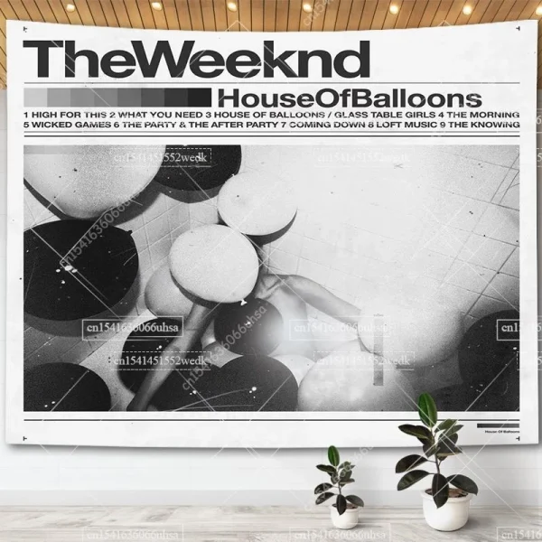 The Weeknd Music Album Posters House of Balloons Tapestry Living Room Decor Aesthetic Hippie Tapestries Home Decoration Carpets 1