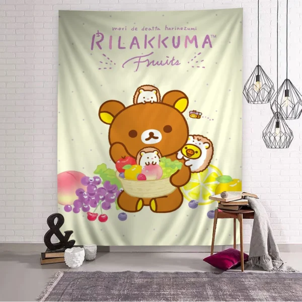 Cute Rilakkuma Bear Printed Large Wall Tapestry Hanging Tarot Hippie Wall Rugs Dorm Home Decor 5