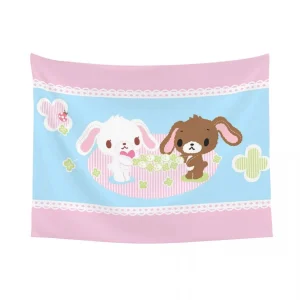 S-Sugarbunnies Anime Print Large Tapestry Wall Hanging Hippie Wall Tapestry Kawaii Cartoon Decor Living Room Bedroom Home Decor 1