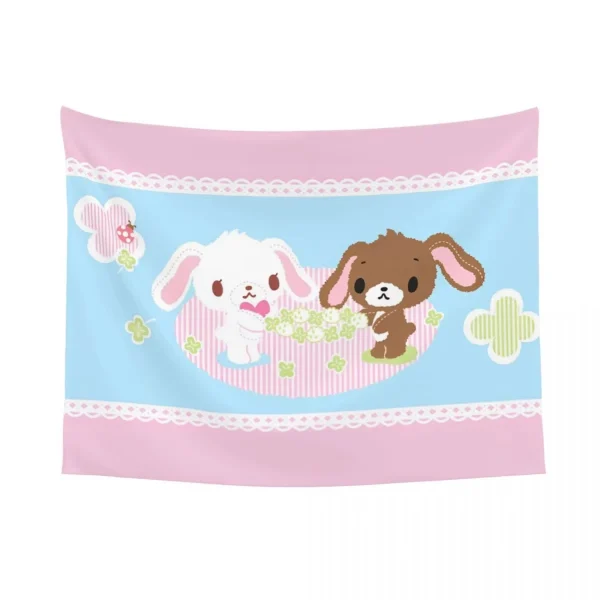 S-Sugarbunnies Anime Print Large Tapestry Wall Hanging Hippie Wall Tapestry Kawaii Cartoon Decor Living Room Bedroom Home Decor 1