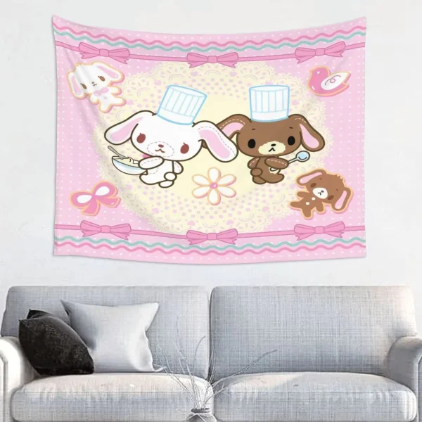 S-Sugarbunnies Anime Print Large Tapestry Wall Hanging Hippie Wall Tapestry Kawaii Cartoon Decor Living Room Bedroom Home Decor 2