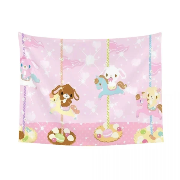 S-Sugarbunnies Anime Print Large Tapestry Wall Hanging Hippie Wall Tapestry Kawaii Cartoon Decor Living Room Bedroom Home Decor 3