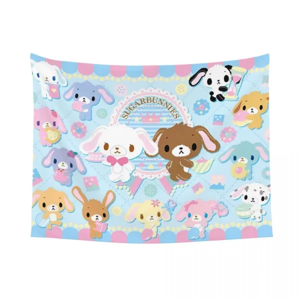 S-Sugarbunnies Anime Print Large Tapestry Wall Hanging Hippie Wall Tapestry Kawaii Cartoon Decor Living Room Bedroom Home Decor 5