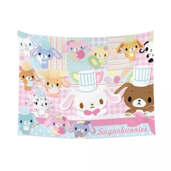 S-Sugarbunnies Anime Print Large Tapestry Wall Hanging Hippie Wall Tapestry Kawaii Cartoon Decor Living Room Bedroom Home Decor 6