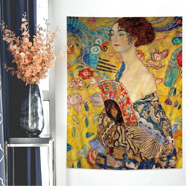 Gustav klimt Art Painting Hanging Bohemian Tapestry for Living Room Home Dorm Decor Japanese Tapestry 2