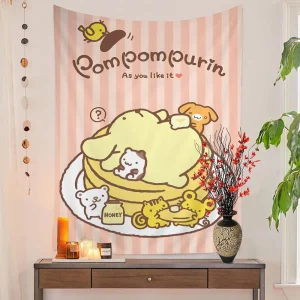 1PC Cartoon Pom Pom Purin Tapestry Printed Large Wall Tapestry Art Science Fiction Room Home Decor Decor Blanket 1