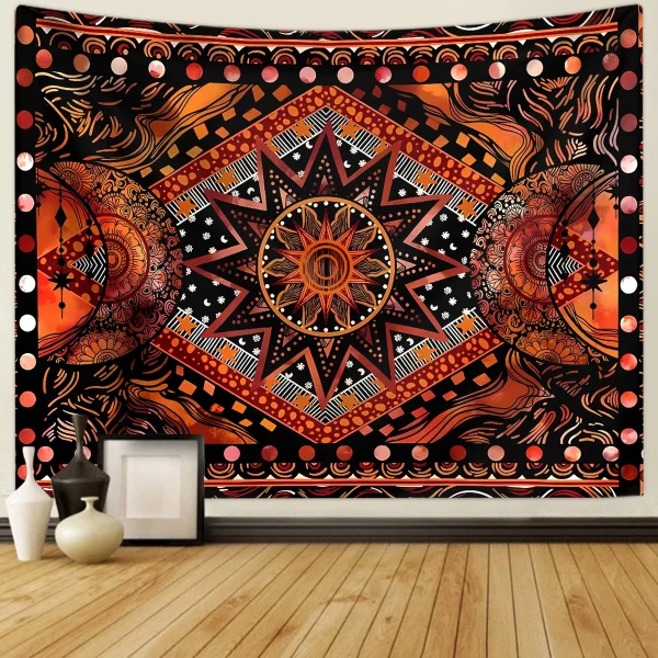 1pc Vintage Sun, Moon Tapestry, Bohemian Tapestry, Hippie Style Tapestry, Bedroom and Living Room Decorative Wall Hanging 1