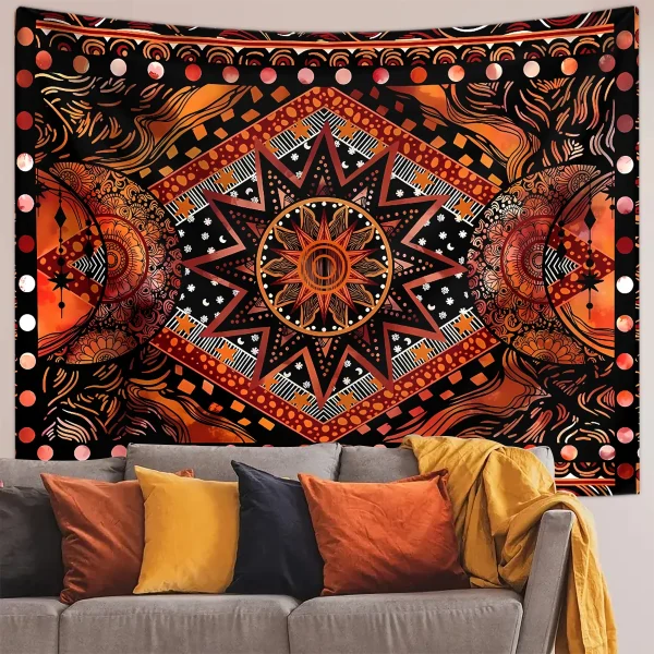 1pc Vintage Sun, Moon Tapestry, Bohemian Tapestry, Hippie Style Tapestry, Bedroom and Living Room Decorative Wall Hanging 4