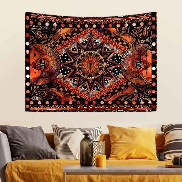 1pc Vintage Sun, Moon Tapestry, Bohemian Tapestry, Hippie Style Tapestry, Bedroom and Living Room Decorative Wall Hanging 5
