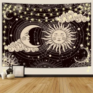 Mystical Sun and Moon Tapestry Aesthetic Dark Soul Wall Hanging Perfect for Bedroom Decor Bedroom Wall Decor 1