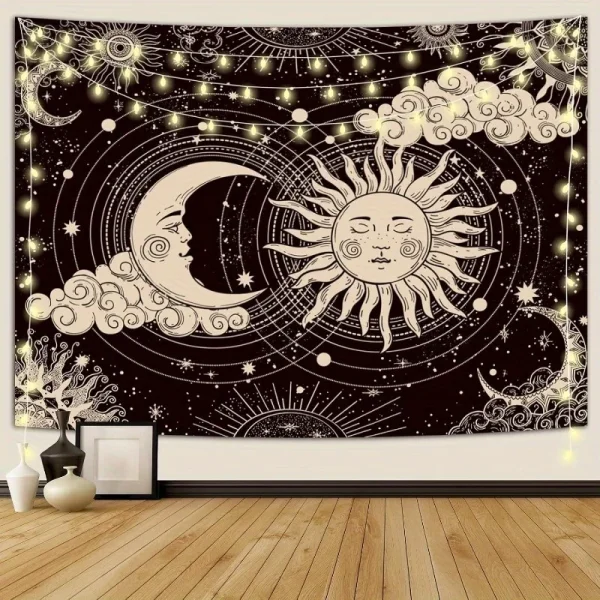 Mystical Sun and Moon Tapestry Aesthetic Dark Soul Wall Hanging Perfect for Bedroom Decor Bedroom Wall Decor 1
