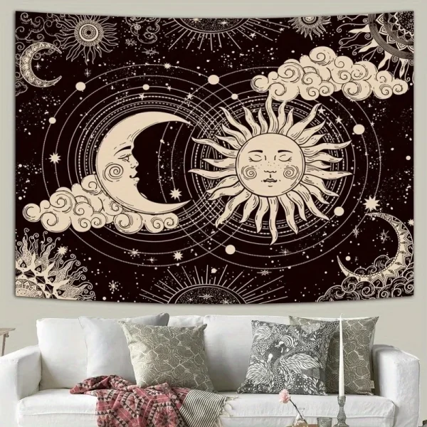 Mystical Sun and Moon Tapestry Aesthetic Dark Soul Wall Hanging Perfect for Bedroom Decor Bedroom Wall Decor 2