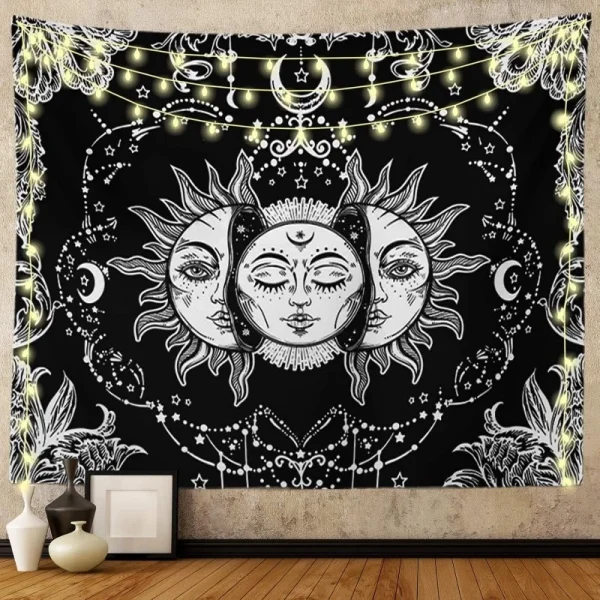 Mystical Sun and Moon Tapestry Aesthetic Dark Soul Wall Hanging Perfect for Bedroom Decor Bedroom Wall Decor 3