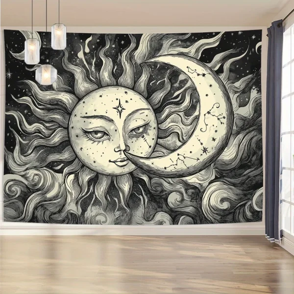 Mystical Sun and Moon Tapestry Aesthetic Dark Soul Wall Hanging Perfect for Bedroom Decor Bedroom Wall Decor 5