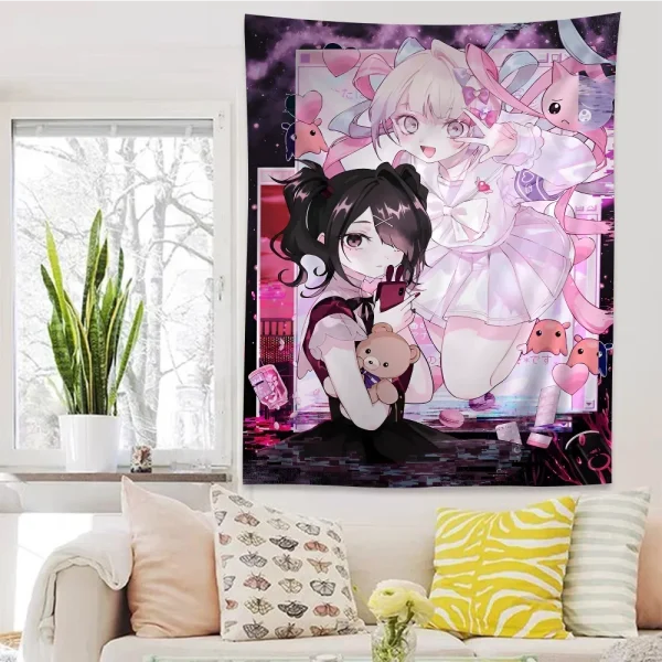 Needy Girl Streamer Overload Tapestry Anime Tapestry Hanging Tarot Hippie Wall Rugs Dorm Wall Hanging Sheets 4