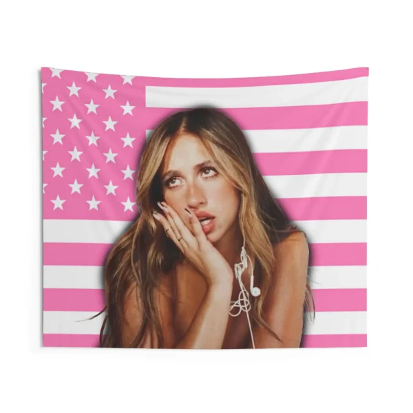 Tate McRae Pink American Flag Tapestry For Bedrooms Living Room Home Decor Background Cloth Festival Gifts 2