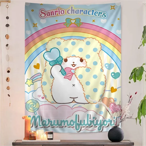 Cute Cartoon Marumofubiyori Printed Large Wall Tapestry Art Science Fiction Room Home Decor Decor Blanket 1