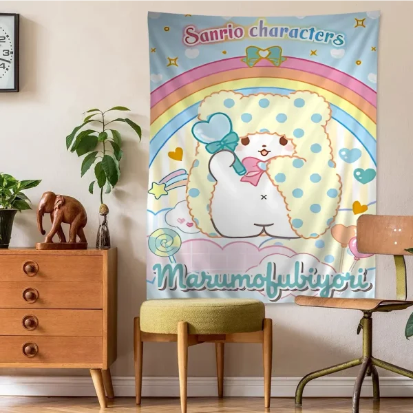 Cute Cartoon Marumofubiyori Printed Large Wall Tapestry Art Science Fiction Room Home Decor Decor Blanket 3