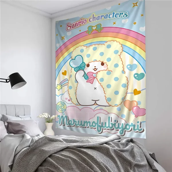 Cute Cartoon Marumofubiyori Printed Large Wall Tapestry Art Science Fiction Room Home Decor Decor Blanket 5