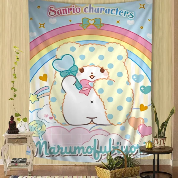 Cute Cartoon Marumofubiyori Printed Large Wall Tapestry Art Science Fiction Room Home Decor Decor Blanket 6
