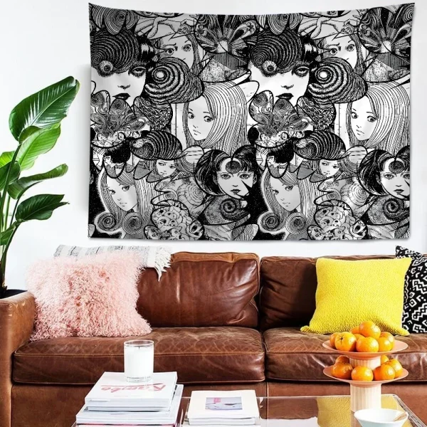Junji Ito Tomie Cartoon Tapestry Art Science Fiction Room Home Decor Wall Hanging Home Decor 2