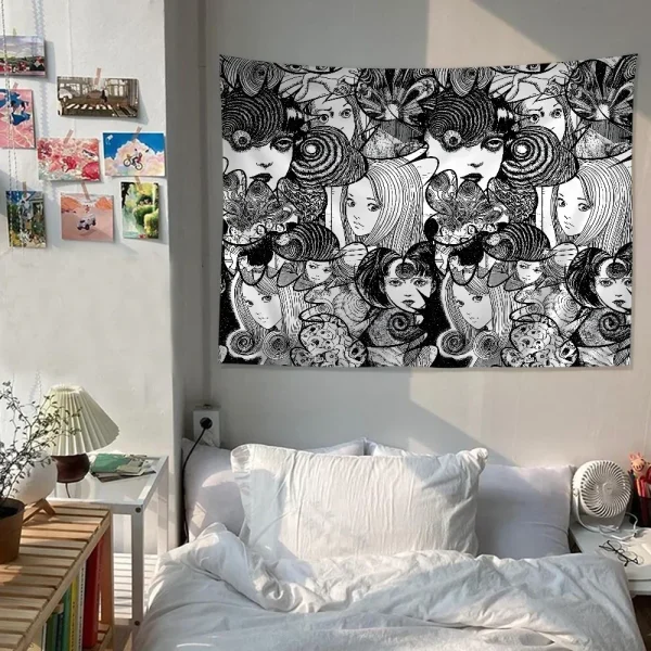 Junji Ito Tomie Cartoon Tapestry Art Science Fiction Room Home Decor Wall Hanging Home Decor 3