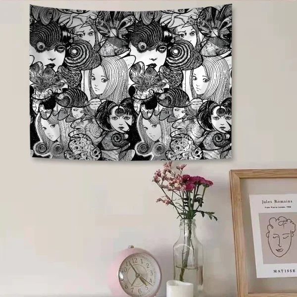 Junji Ito Tomie Cartoon Tapestry Art Science Fiction Room Home Decor Wall Hanging Home Decor 4