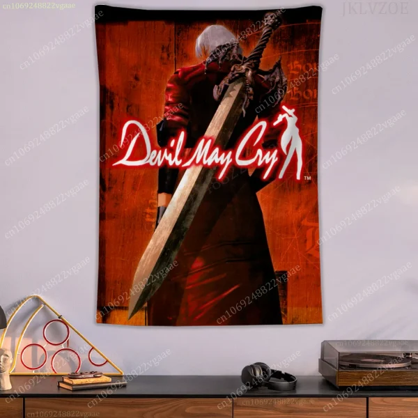 Devil May Cry Tapestry Game Room Poster Wall Tapestries Bedroom Decoration Aesthetic Tapices Flag Wallpaper 1