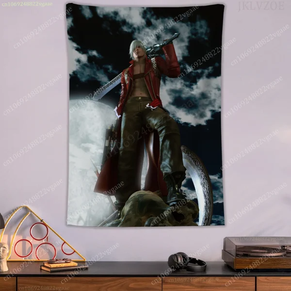 Devil May Cry Tapestry Game Room Poster Wall Tapestries Bedroom Decoration Aesthetic Tapices Flag Wallpaper 2