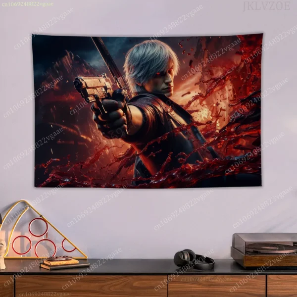 Devil May Cry Tapestry Game Room Poster Wall Tapestries Bedroom Decoration Aesthetic Tapices Flag Wallpaper 4