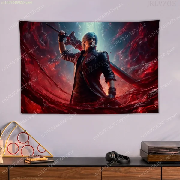 Devil May Cry Tapestry Game Room Poster Wall Tapestries Bedroom Decoration Aesthetic Tapices Flag Wallpaper 5