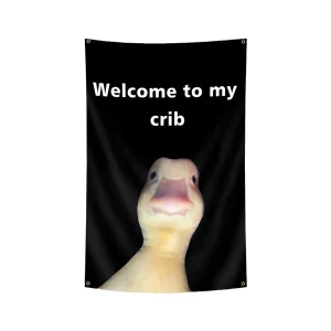 Welcome to My Crib Flag 2x3 Feet Funny Flags with 4 Shiny Brass Grommets for Tapestry Dorm Room Home College Decor 1