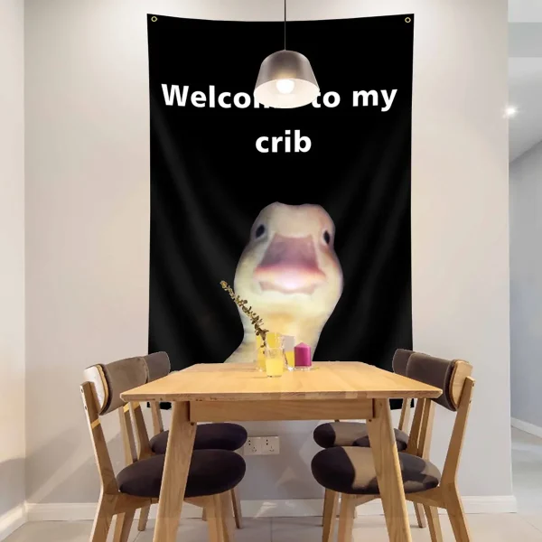 Welcome to My Crib Flag 2x3 Feet Funny Flags with 4 Shiny Brass Grommets for Tapestry Dorm Room Home College Decor 2
