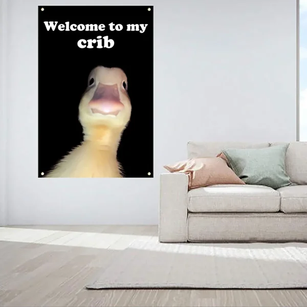 Welcome to My Crib Flag 2x3 Feet Funny Flags with 4 Shiny Brass Grommets for Tapestry Dorm Room Home College Decor 4