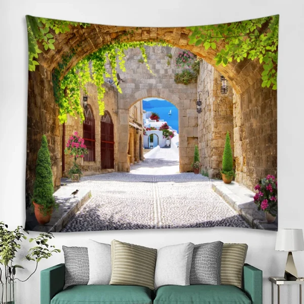 Beautiful nature waterfall tapestry forest print seascape hippie wall hanging bohemian wall tapestry mandala wall decoration 4