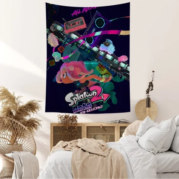 Game Splatoon 3 Printed Large Wall Tapestry Art Science Fiction Room Home Decor Decor Blanket 2