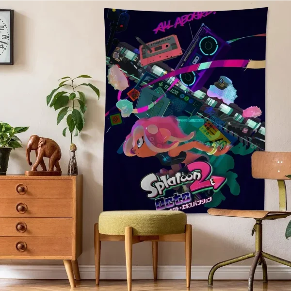 Game Splatoon 3 Printed Large Wall Tapestry Art Science Fiction Room Home Decor Decor Blanket 3